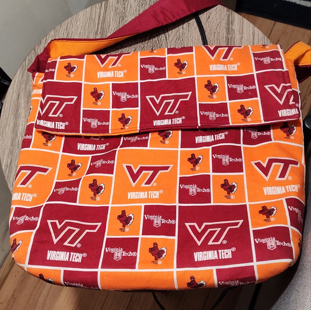 NCAA Virginia tech hokies shoulder bag purse - orange and maroon - Picture 2 of 7